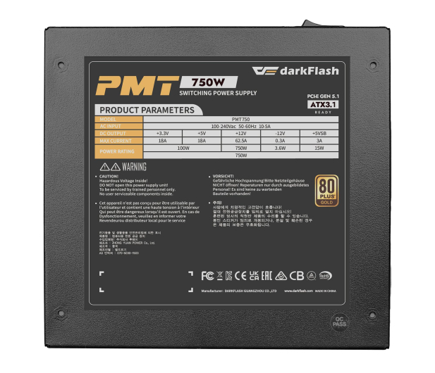 DarkFlash PMT750 750W 80 Plus Gold - 1479035 - zdjęcie 5
